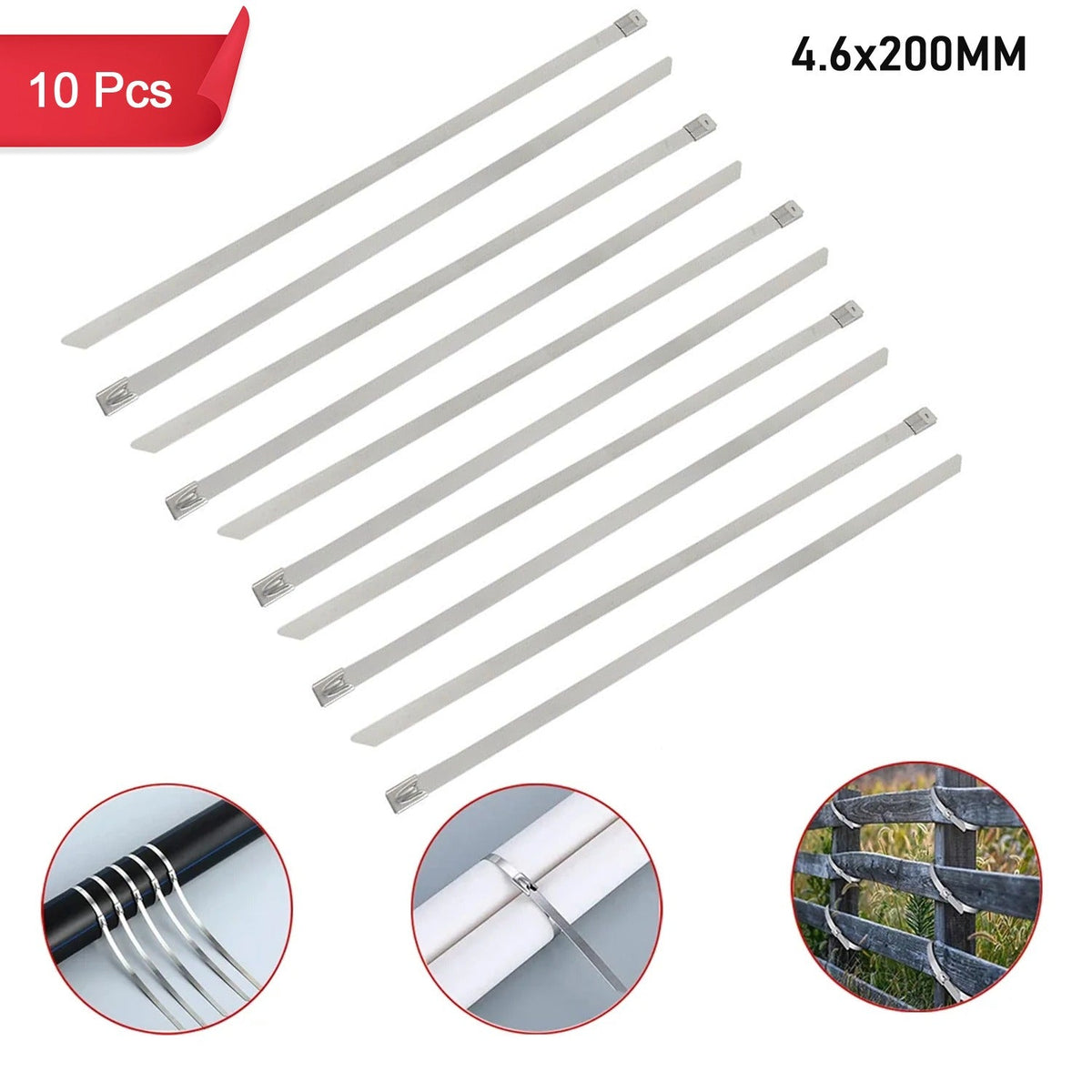 Multipurpose Stainless Steel Cable TIE (10 pcs Set / 4.6x200MM)