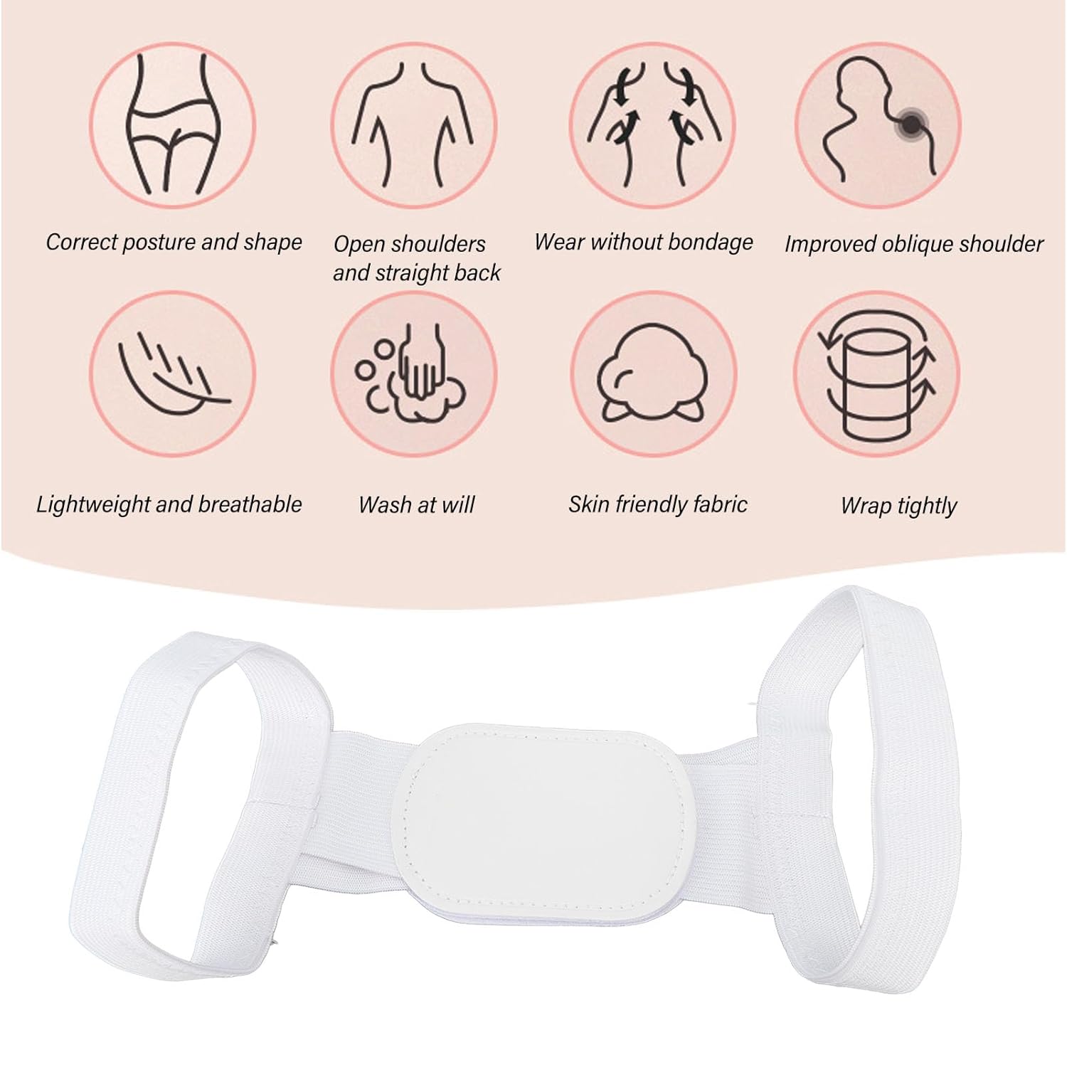 6628 Back and Shoulder Posture Corrector for Adult and Child Corset, Back Support Band, Corrective Orthosis, Posture Correction Health-wh Back Brace Shoulder Support Back Support Belt