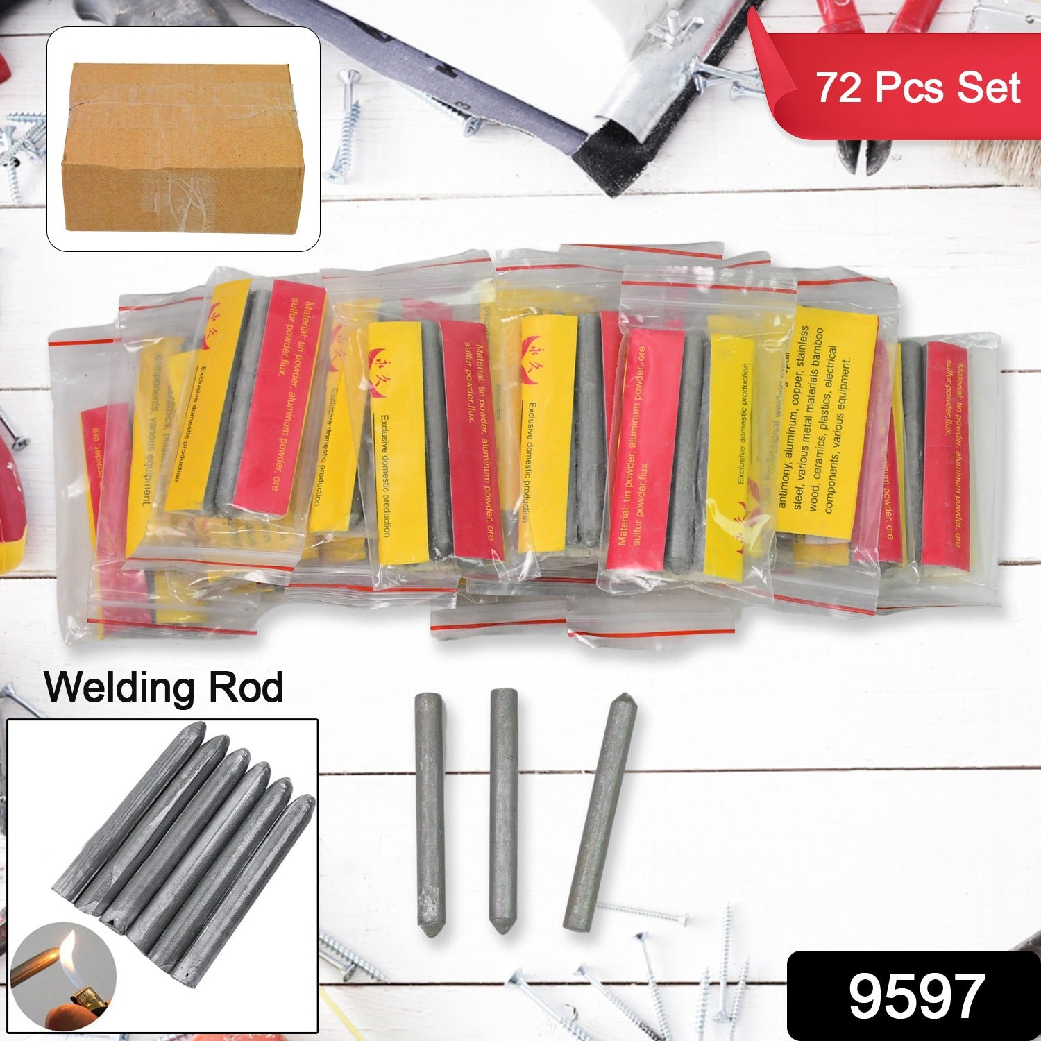 Low Temperature Universal Welding Rod, Aluminium Welding Rods (72 pcs Set / Inside 3 pcs packet)