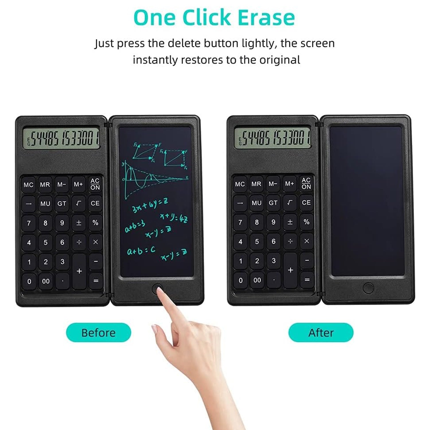 6739 Foldable Calculator With 6 Inch LCD Tablet Digital Drawing Pad Stylus Pen Erase Button Lock Function Smart Calculator