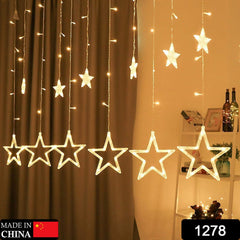 1278 12 STARS CURTAIN STRING LIGHTS, WINDOW CURTAIN LIGHTS WITH 8 FLASHING MODES DECORATION FOR FESTIVALS