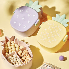 5729 Kids Lunch Box Cute Pineapple Shaped Bento Box with Fork Spoon Snack Candy Container Microwave Portable Office Lunch Box (1 Pc / With Spoon, Fork & Color Box)