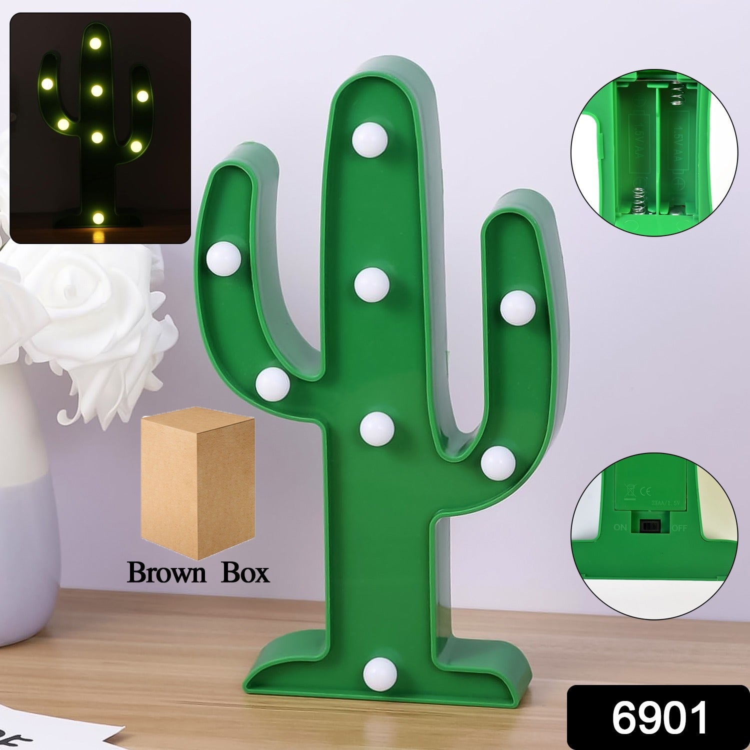 LED Cactus Light, LED Desk Lamp, LED Table Lamp (1 Pc / Battery not Included)