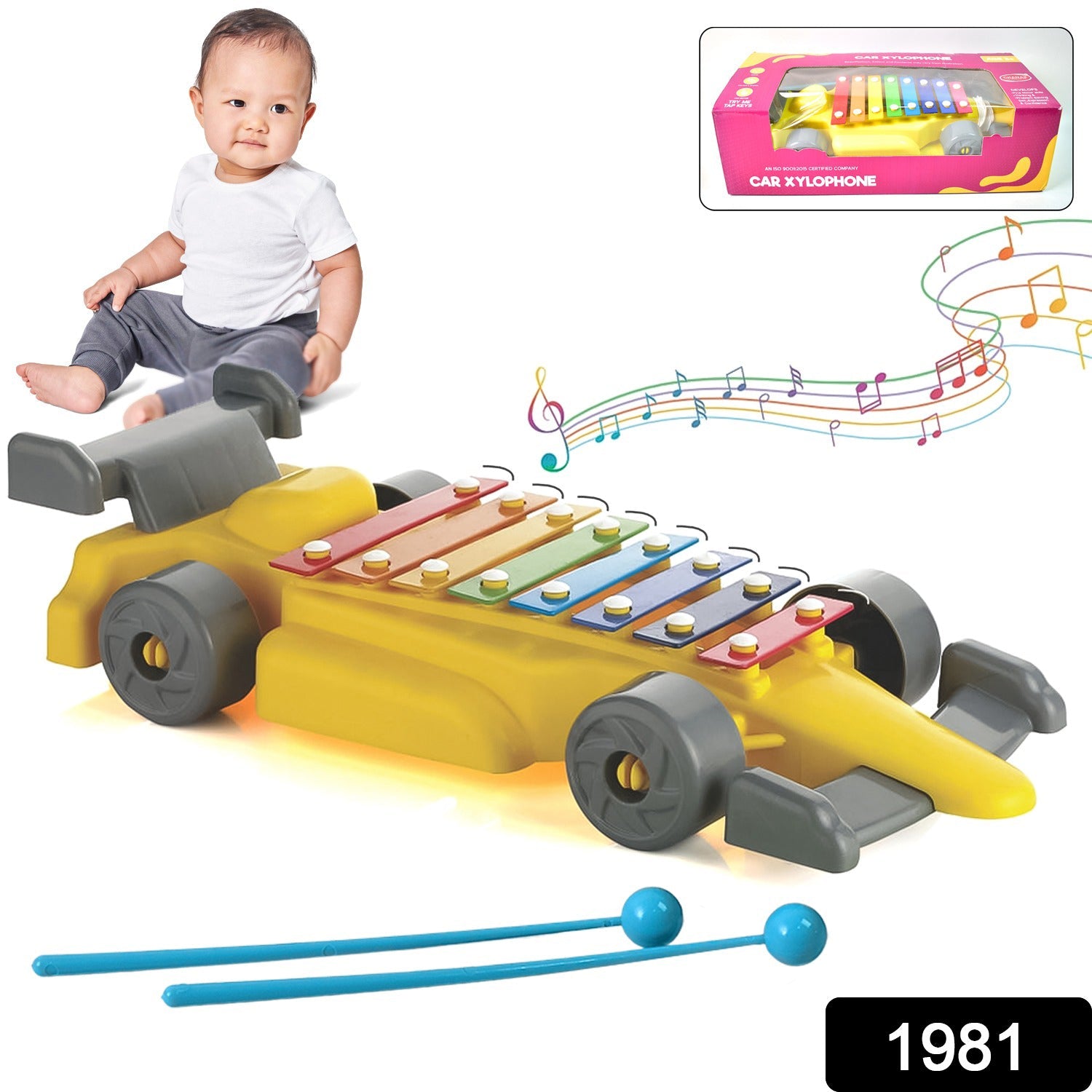 Musical Car Piano Xylophone Toy, Plastic Car Xylophone (1 Set)