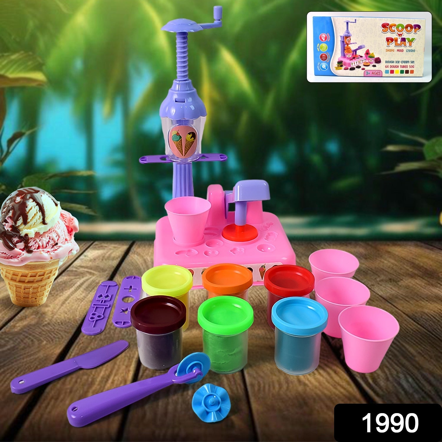 Scoop and Play Set, Color Dough for Kids Play Toys, Ice Cream Maker Machine (36 Pcs Set)