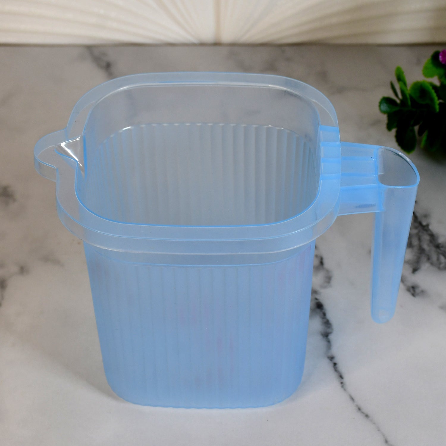 Plastic Square Transparent  Bath Water Mug (1 Pc / 1000 ML / Mix Color)