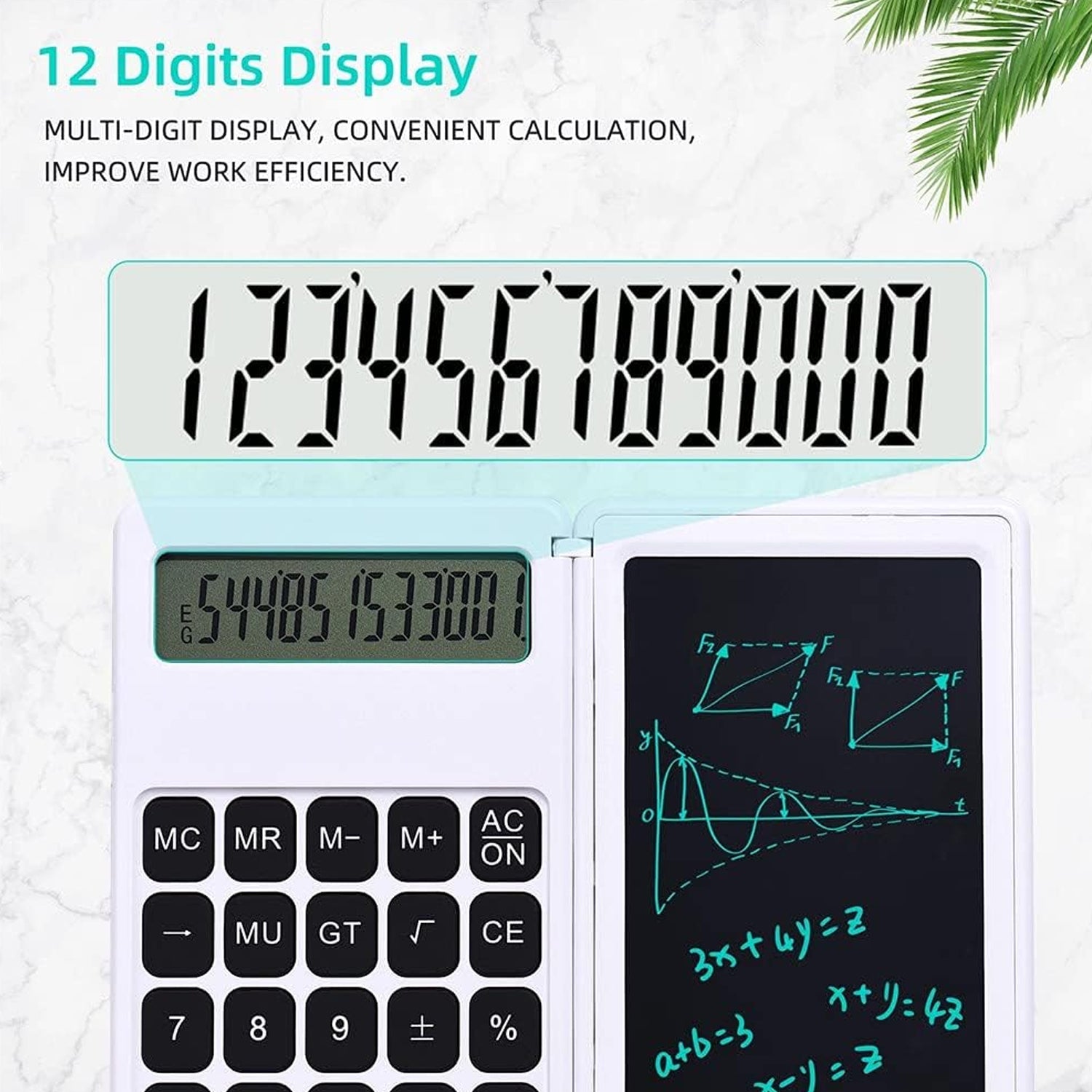 6739 Foldable Calculator With 6 Inch LCD Tablet Digital Drawing Pad Stylus Pen Erase Button Lock Function Smart Calculator