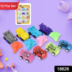 Mini Pull Back Car & Aeroplane Plastic Pull Back Car Cartoon Toys (12 Pcs Set)