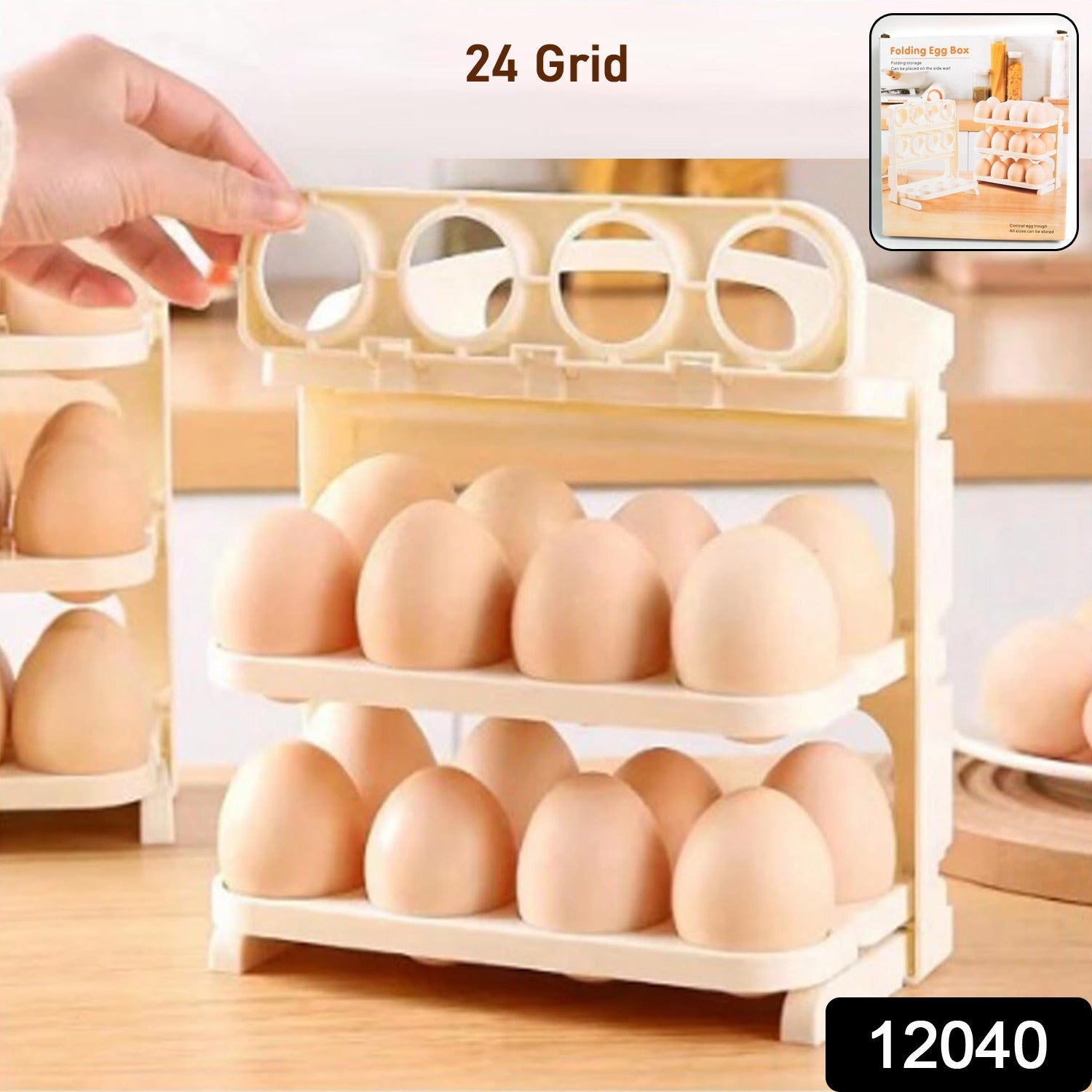 Plastic Foldable Egg Tray | 24 Grid Egg Storage Box (1 Pc)