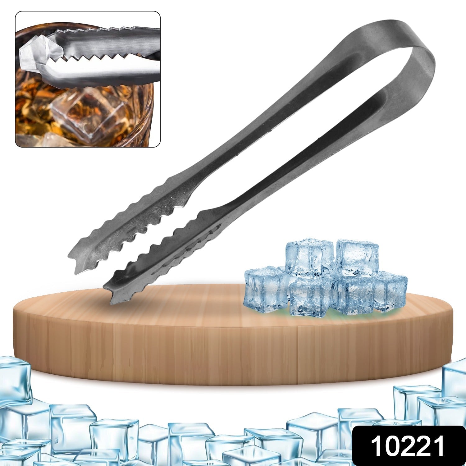 Stainless Steel Tong for Lifting Ice Cubes, Sugar Cubes | Serving Tongs (13 Cm / 1 Pc)