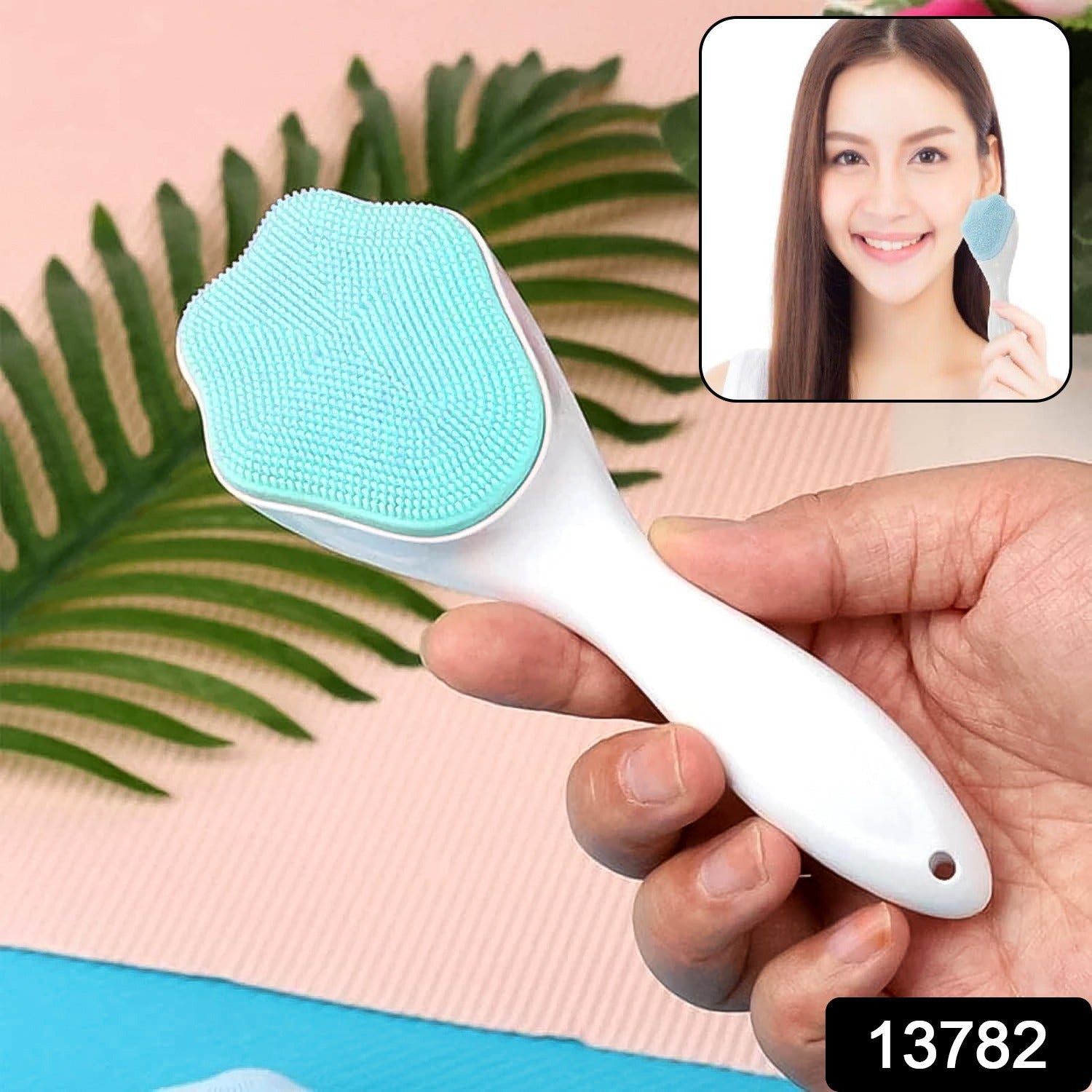 Silicone Face Scrubber Exfoliating Brush, Manual Handheld Facial Cleansing Brush (1 Pc)