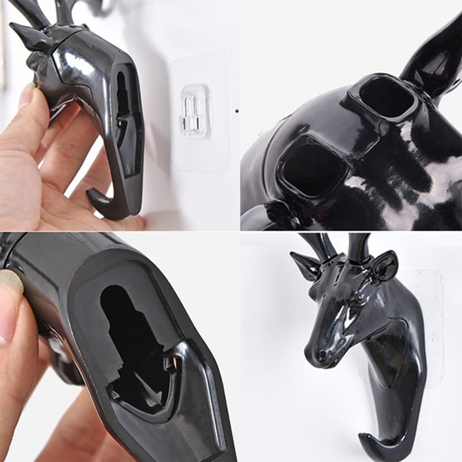 1743 Deer Head Self Adhesive Wall Door Hook Hanger DeoDap