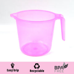 Plastic Round Transparent Bath Water Mug (1 Pc / 1200 ML / Mix Color)