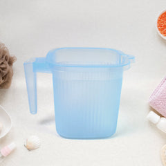 Plastic Square Transparent  Bath Water Mug (1 Pc / 1000 ML / Mix Color)