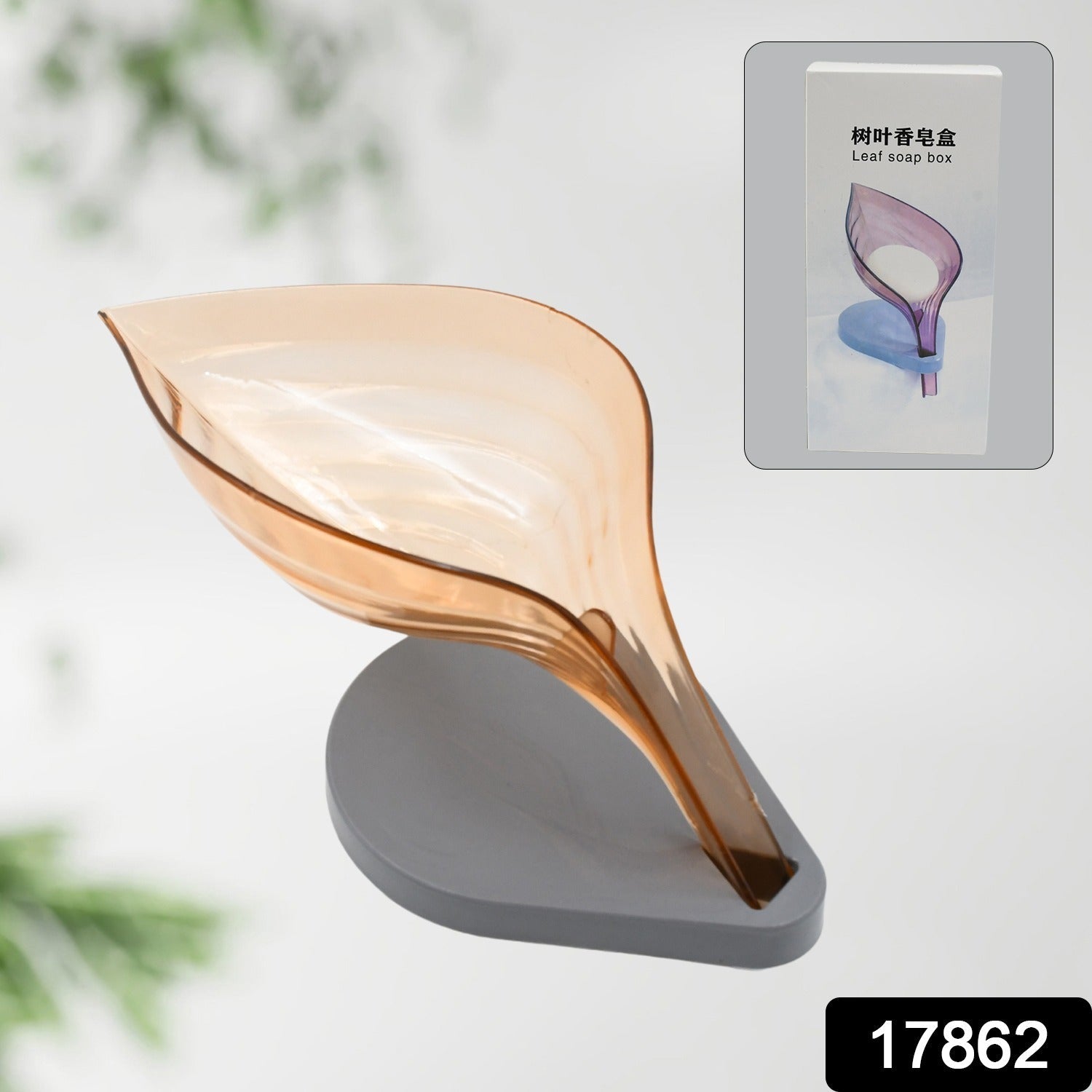 Plastic Leaf Shape Soap Box, Soap Holder (1 Pc / With Color Box)