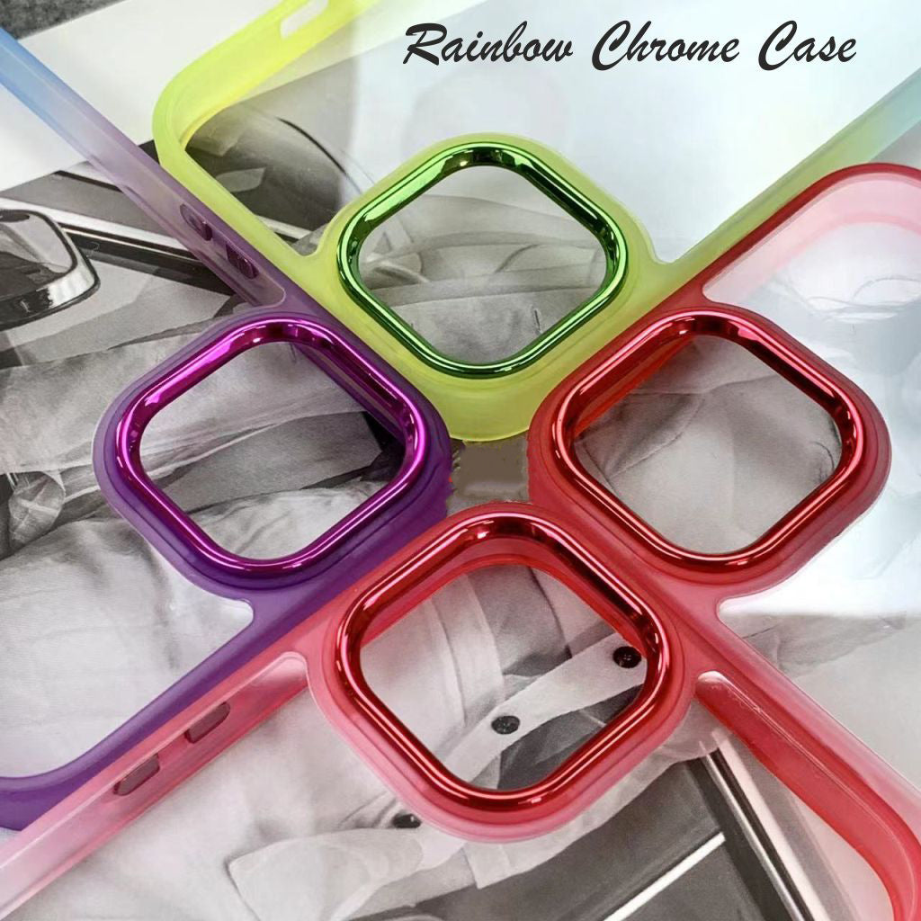 21231 REALME'S Rainbow Chrome Back Case With Hard Material | Solid Phone Cover | For Girls Boys Women Kids Hard Case Cover | Hard Case Shockproof Case | With Hard Edges & Full Camera Protection