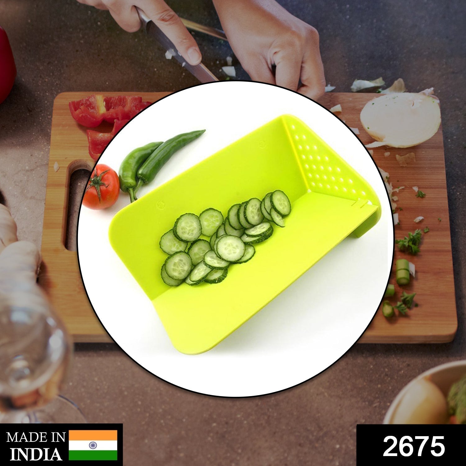 2675 Multi Chopping Board and stand for cutting and chopping of vegetables, fruits meats etc. including all kitchen purposes. DeoDap