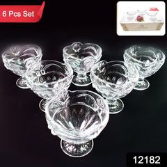 Glass Ice-Cream Cup Set, Home & Kitchen Serving or Dessert Cup (6 Pcs Set)