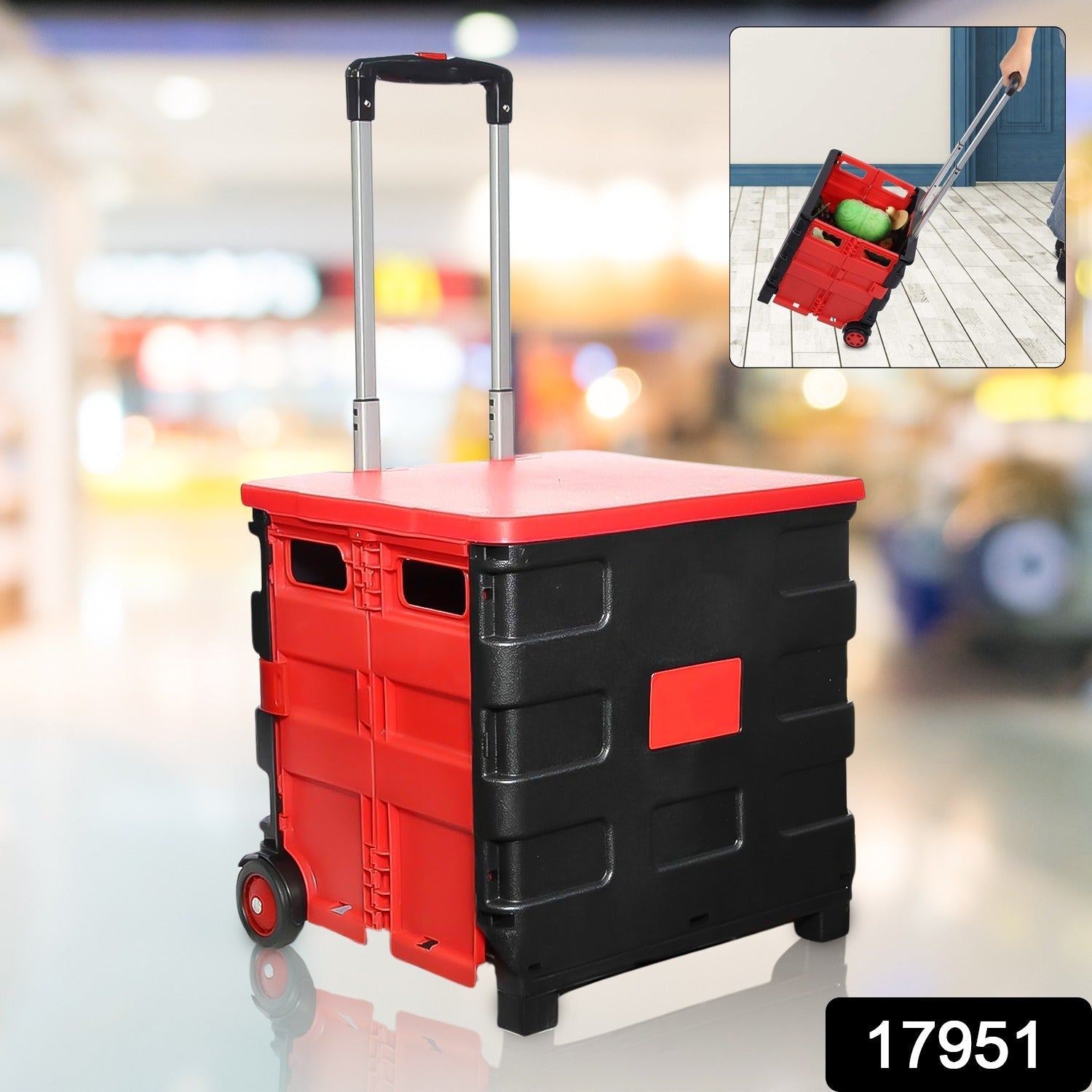 Foldable Shopping Grocery Trolley / Cart Travel Portable Food Basket (1 Pc)