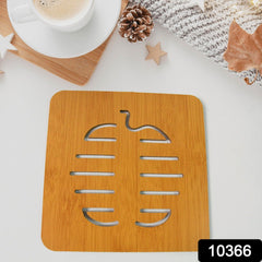 Square Bamboo Wood Table Place mat Hot Pot Cup Mat Tea Coaster(14×14 Cm / 1 Pc)