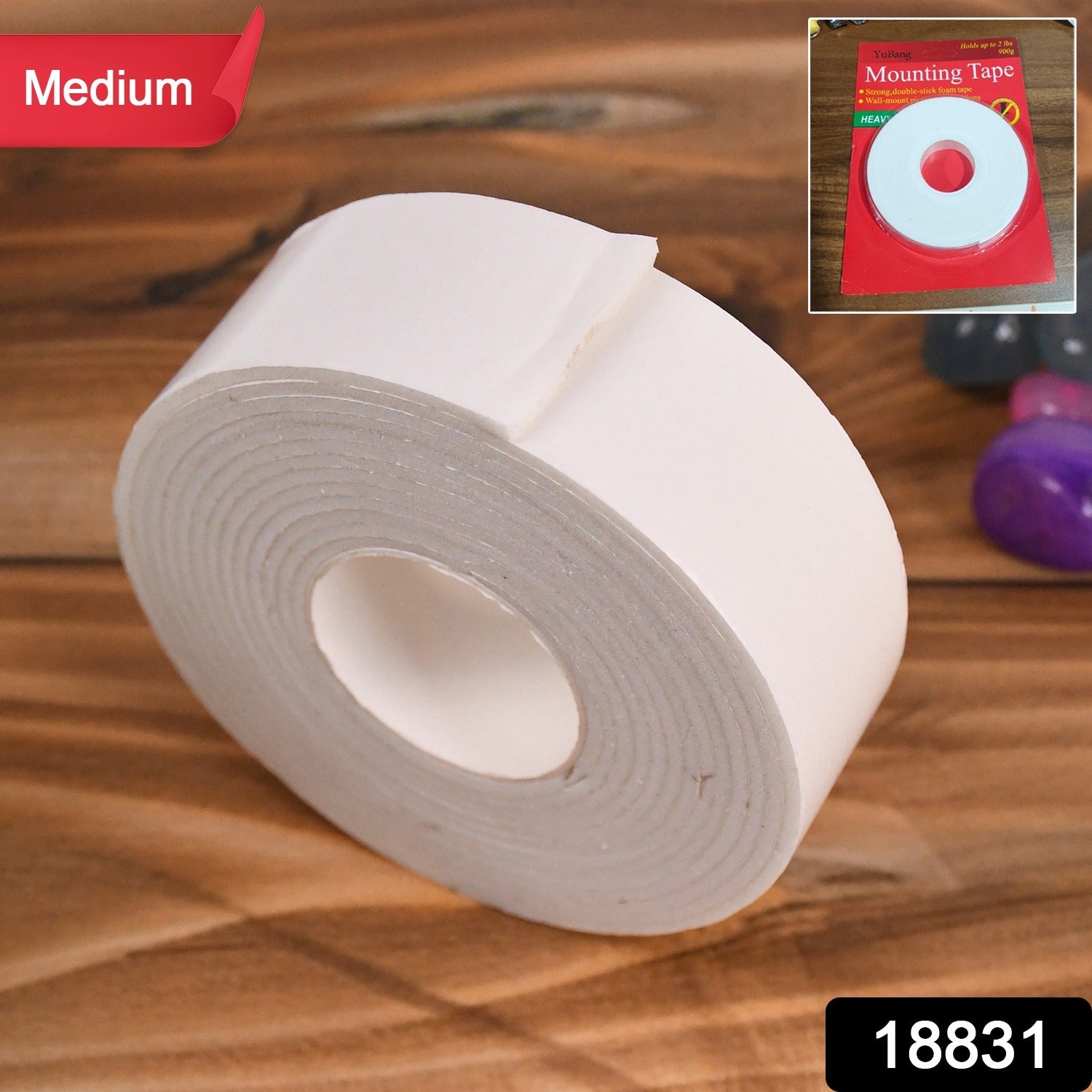 Medium Strong Double Sided Tape Foam Mounting Tape (1 Pc / Medium)