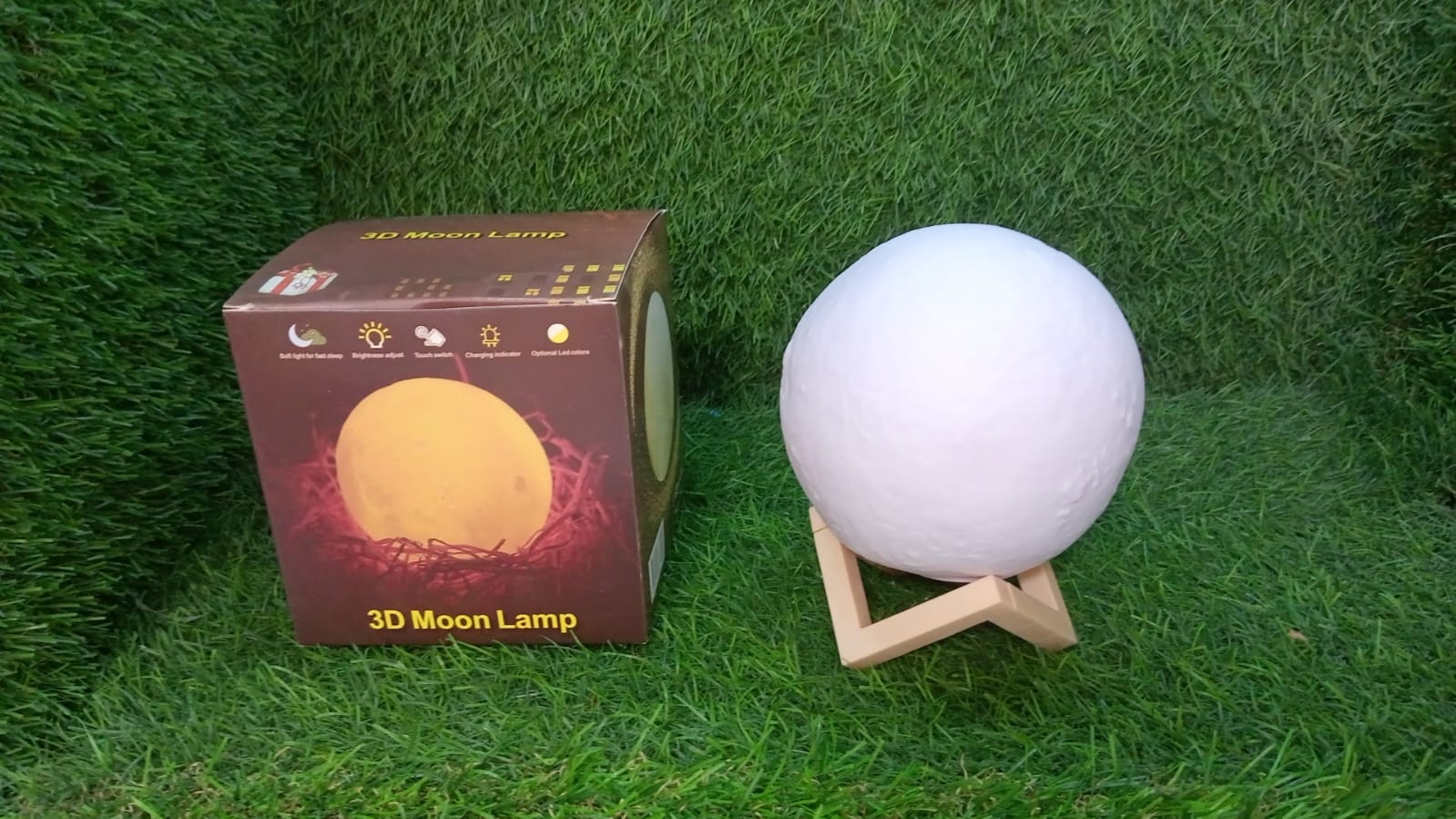 6263A Moon Lamp3D Printing LED Night Light Moon Light with Stand, Warm & Cool, USB Rechargeable for Kid Lover Birthday Day Gift