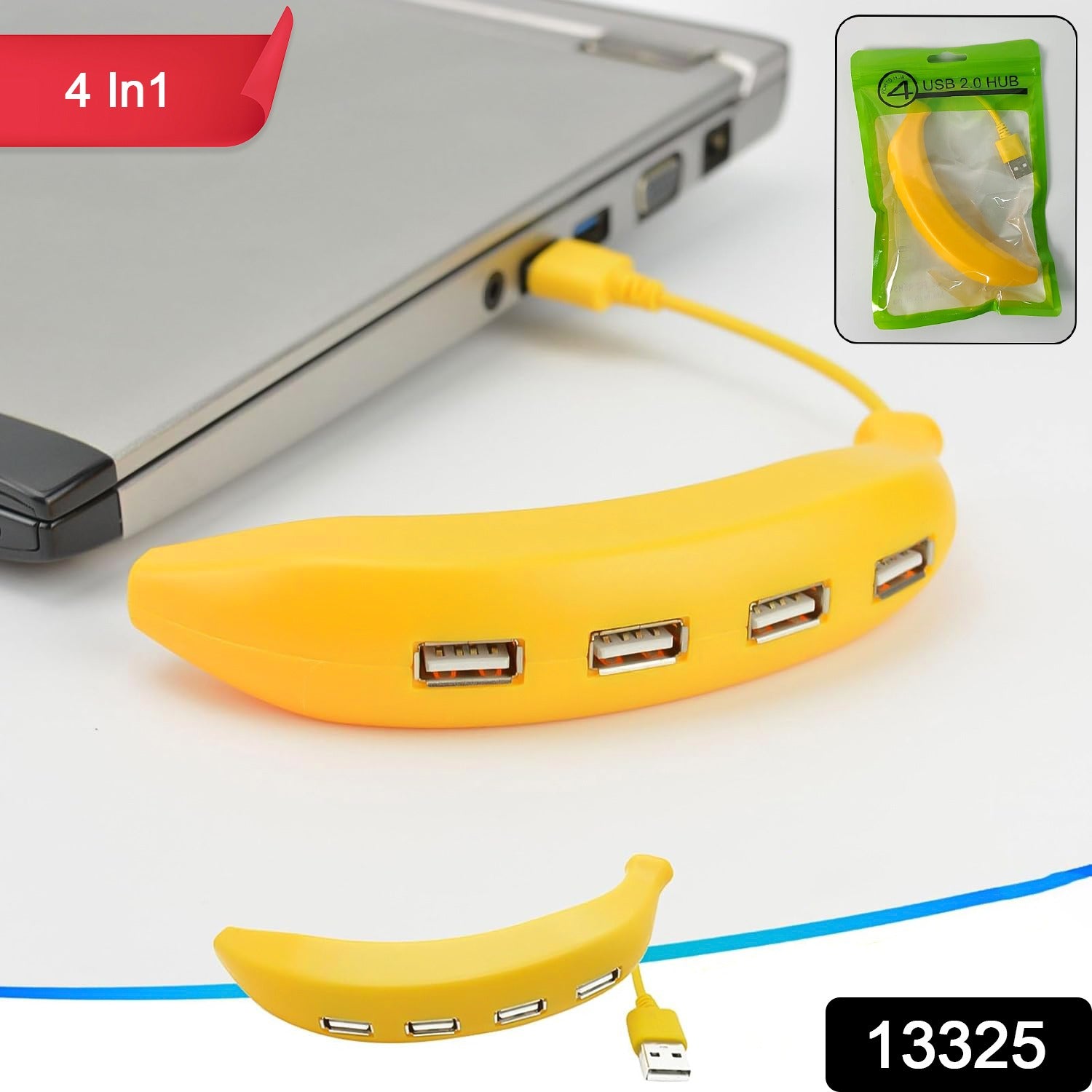 Banana Shape USB Hub, 2.0 Hub USB Splitter, 4-Port USB Hub (1 Pc)