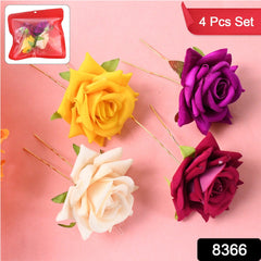 Colourful Flowing Flower Hair Pin (4 Pcs Set / Mix Color)