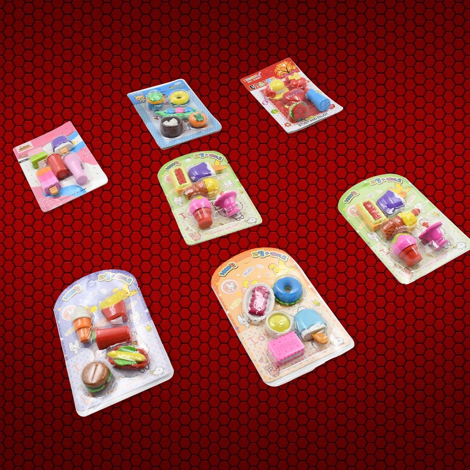 4392 Mix Design 1Set Fancy & Stylish Colorful Erasers for Children Different Designs & Mix, Eraser Set for Return Gift, Birthday Party, School Prize (1Set, 5Pc)