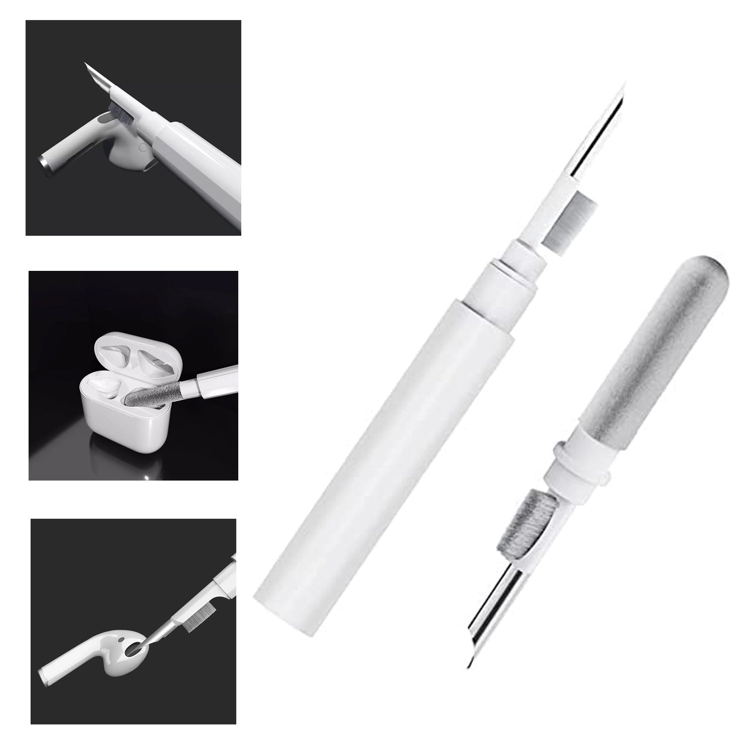 6188 3 In 1 Earbuds Cleaning Pen For Cleaning Of Ear Buds And Ear Phones Easily Without Having Any Damage. DeoDap