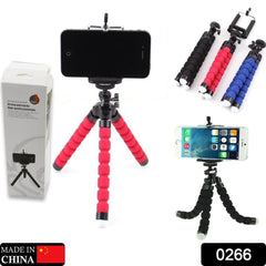 0266 Portable Mini Octopus Tripod Stand with Phone Holder for Live Selfie, Mobile Phone Portable and Adjustable Stent