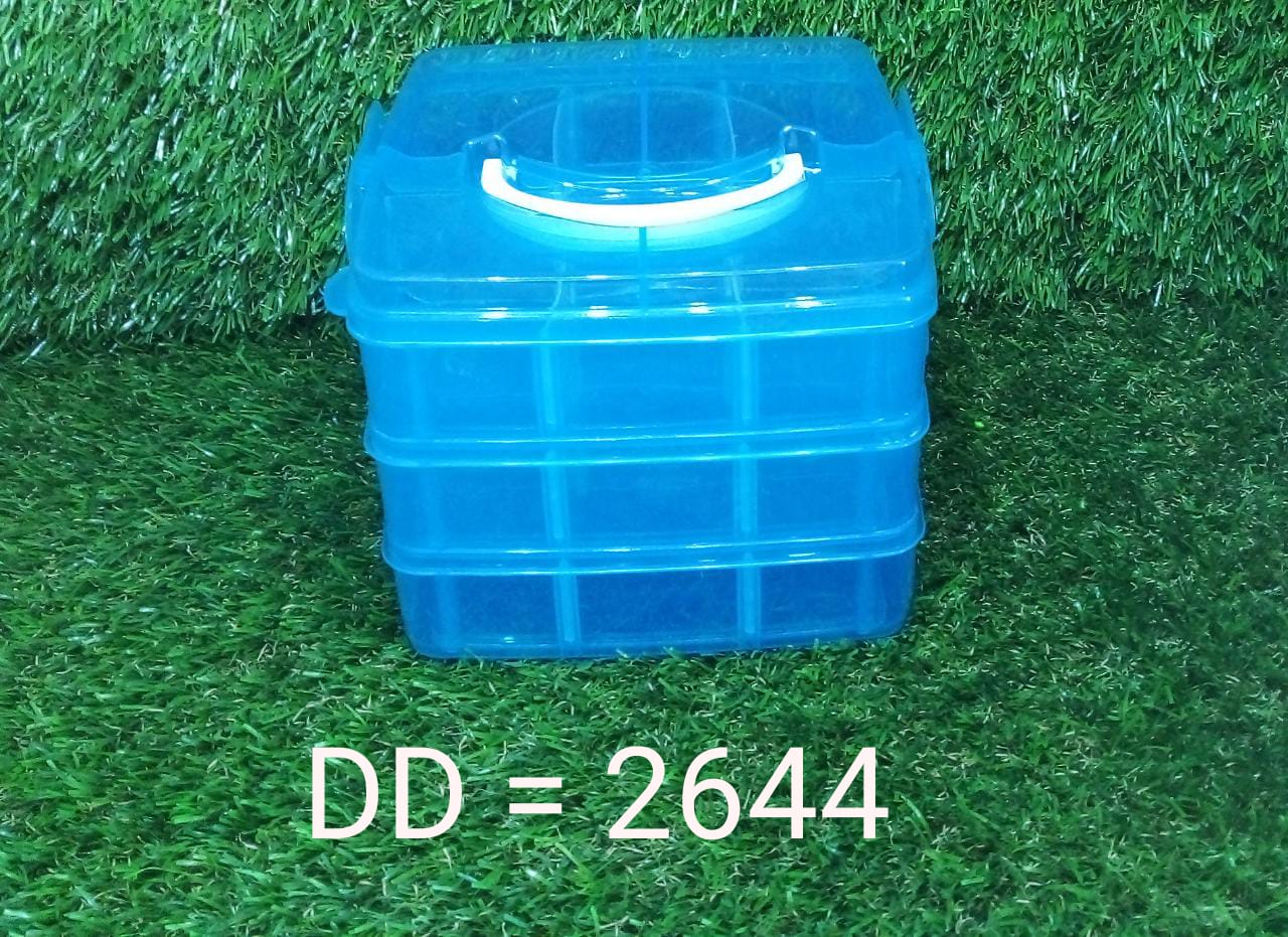 2644 3-Tier 18 Sections Transparent Stackable Adjustable Compartment Slot Plastic Craft Storage Box DeoDap