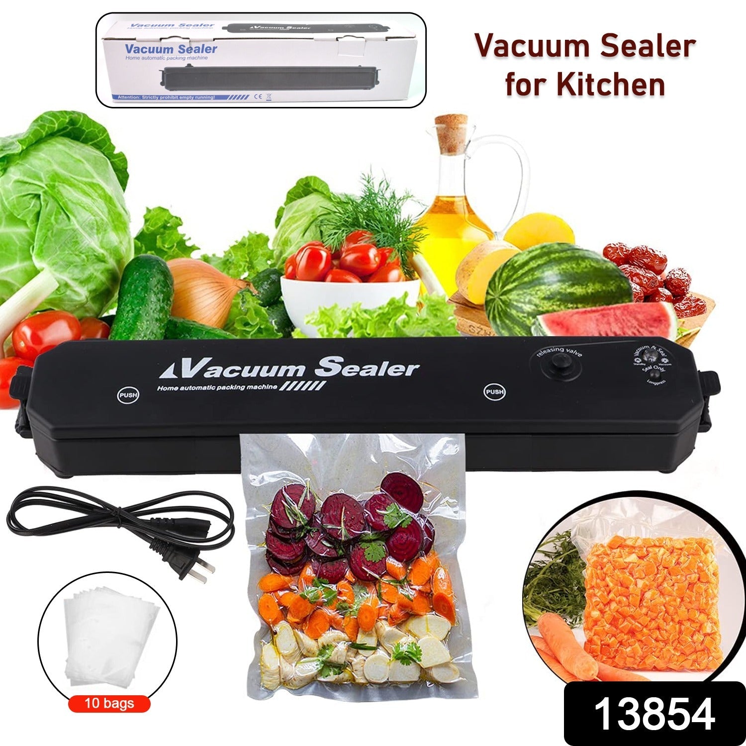 Vacuum Sealer Machine With 10 Pcs Bag (1 Set)