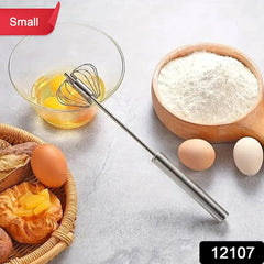 Small Stainless Steel Egg Whisk, Hand Push Rotary Whisk Blender (1 Pc / 27 Cm)