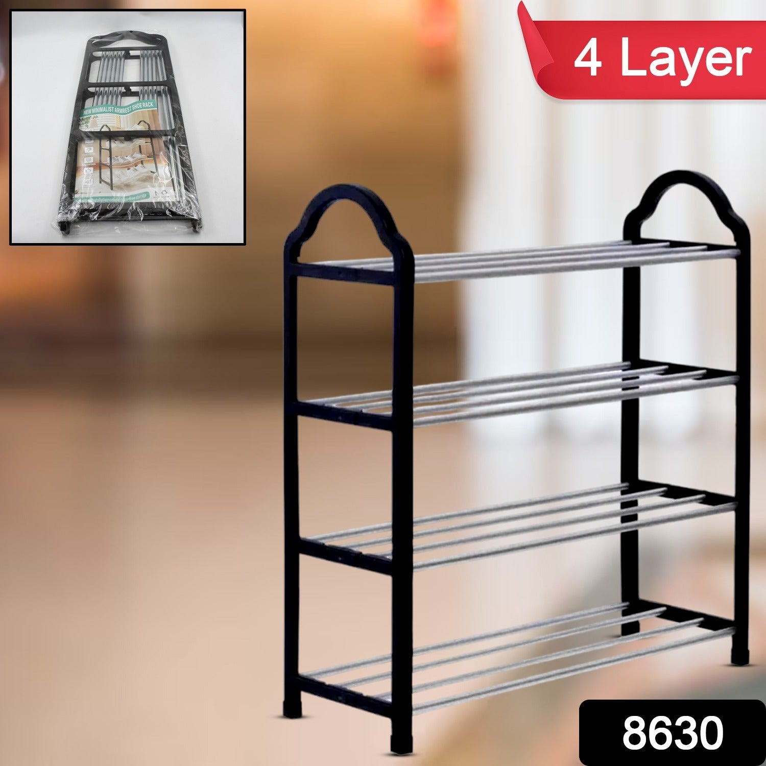 4 Layer Space‑saving Shoes Show Rack Folding Shoe Rack (1 Pc)