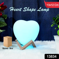 3D Heart Shape Moon Night Lamp with Plastic Stand (13 x12 Cm / 1 Pc)