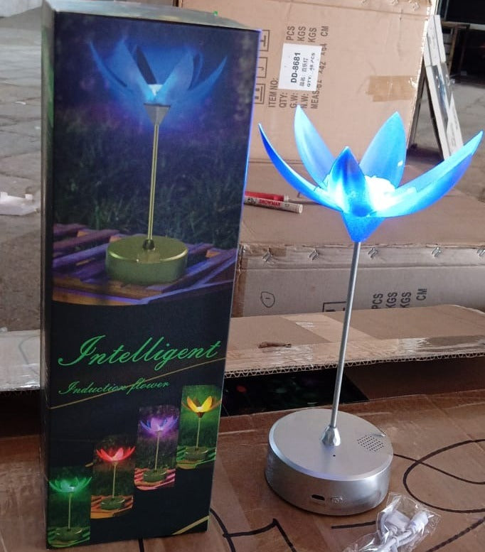 13074 Color Changing Lotus Flower Lamp with Music, Touch Open and Close, USB Rechargeable (1 Pc)