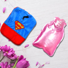 6530 Superman Print small Hot Water Bag with Cover for Pain Relief, Neck, Shoulder Pain and Hand, Feet Warmer, Menstrual Cramps. DeoDap