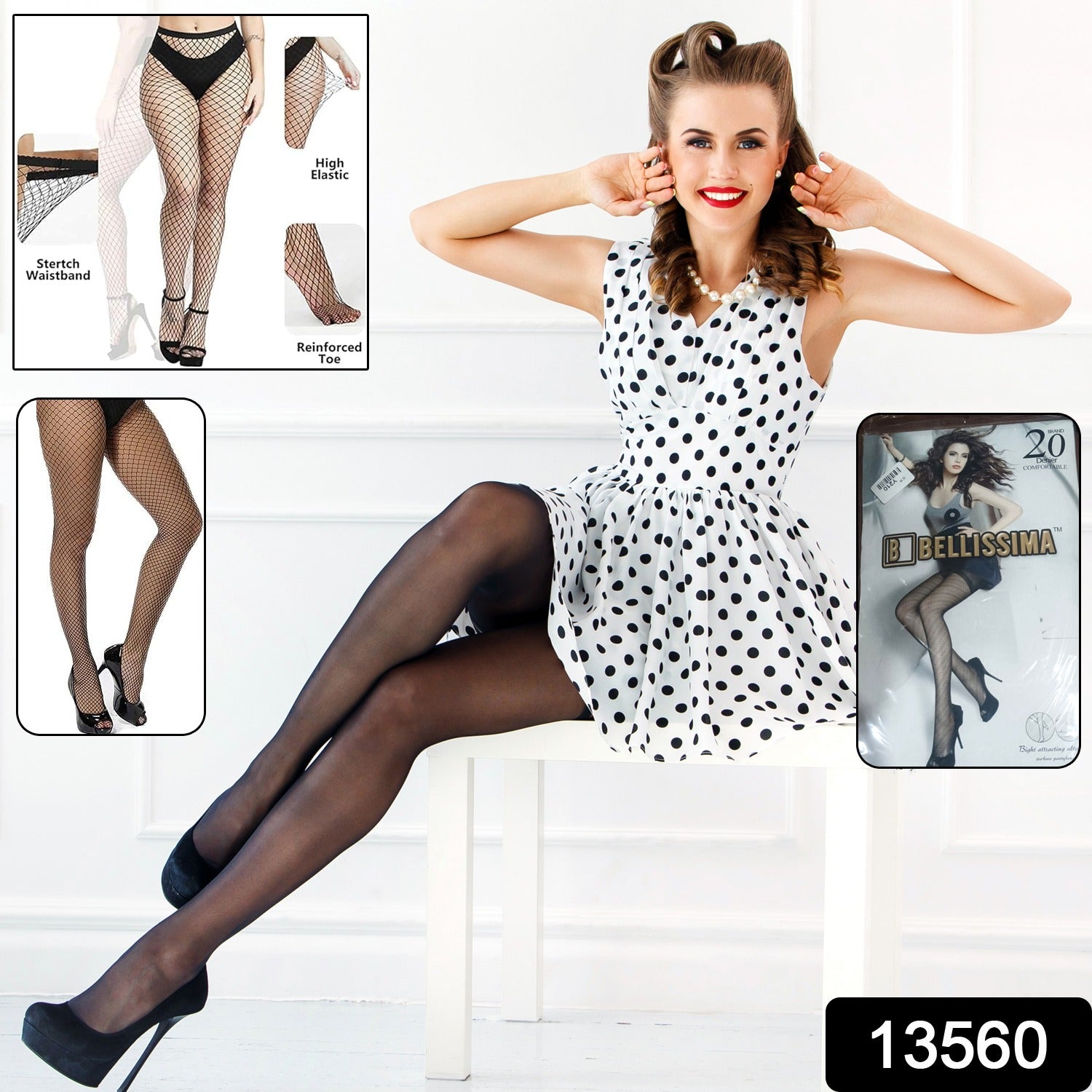 Women's / Girls's High Waist Pantyhose Tights Fishnet Stockings Broad Mesh Net Style (1 Pc)