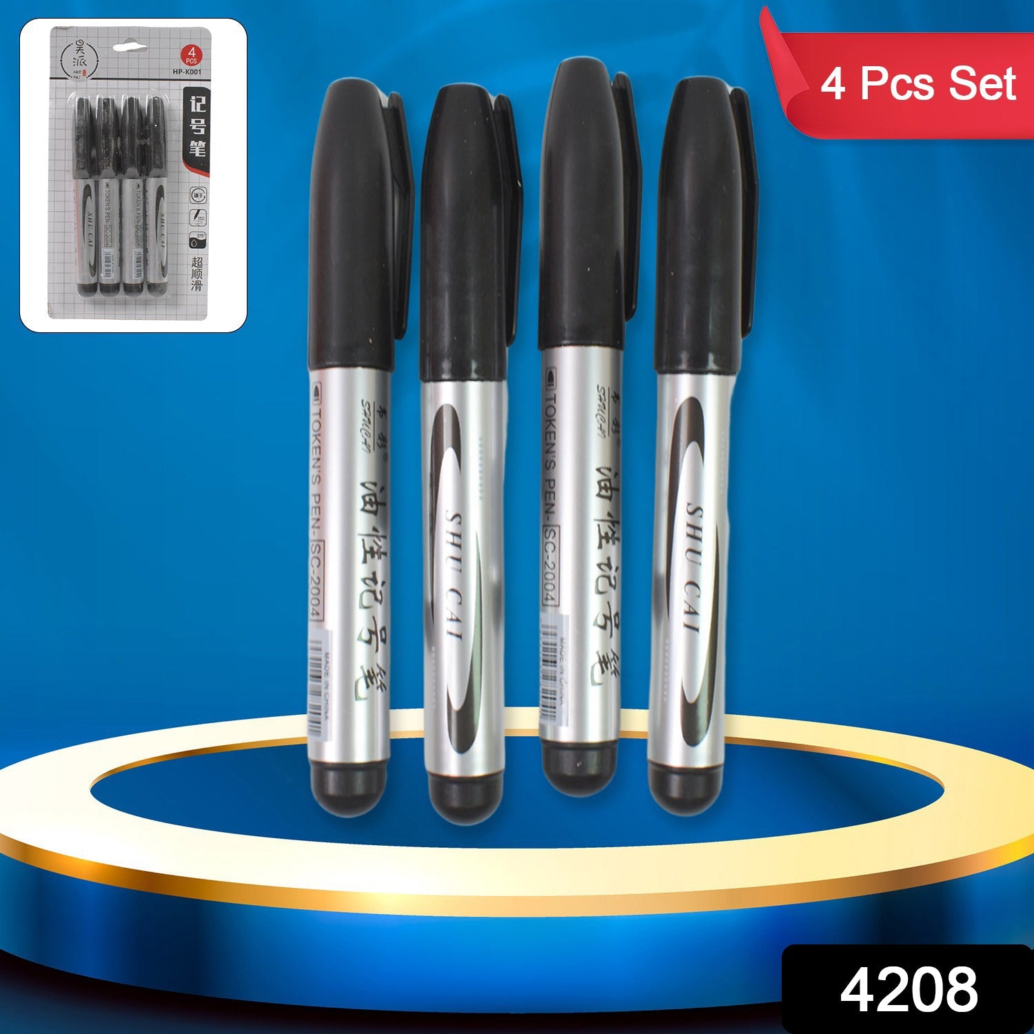 Black Marker used in all kinds of school, college (4 Pcs Set)