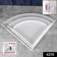 Bathroom Plastic Corner Shelf Rack Set for Wall Number of Shelves (3 Pcs Set)