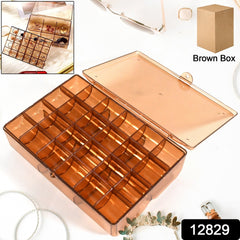 12829 2 layer Acrylic Jewelry Storage Box Dustproof Earring Box, Storage Box Portable Nail Art Storage Case, 24-Grid Small and 6-Grid Big case Makeup Vanity Box (1 Pc / 30 Compartment)