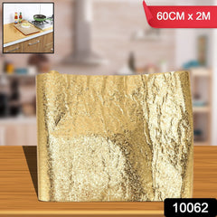 Oil Proof Sticker, Waterproof Self Adhesive Aluminum Foil Wallpaper (60 cm×2m / Golden / 1 Pc)