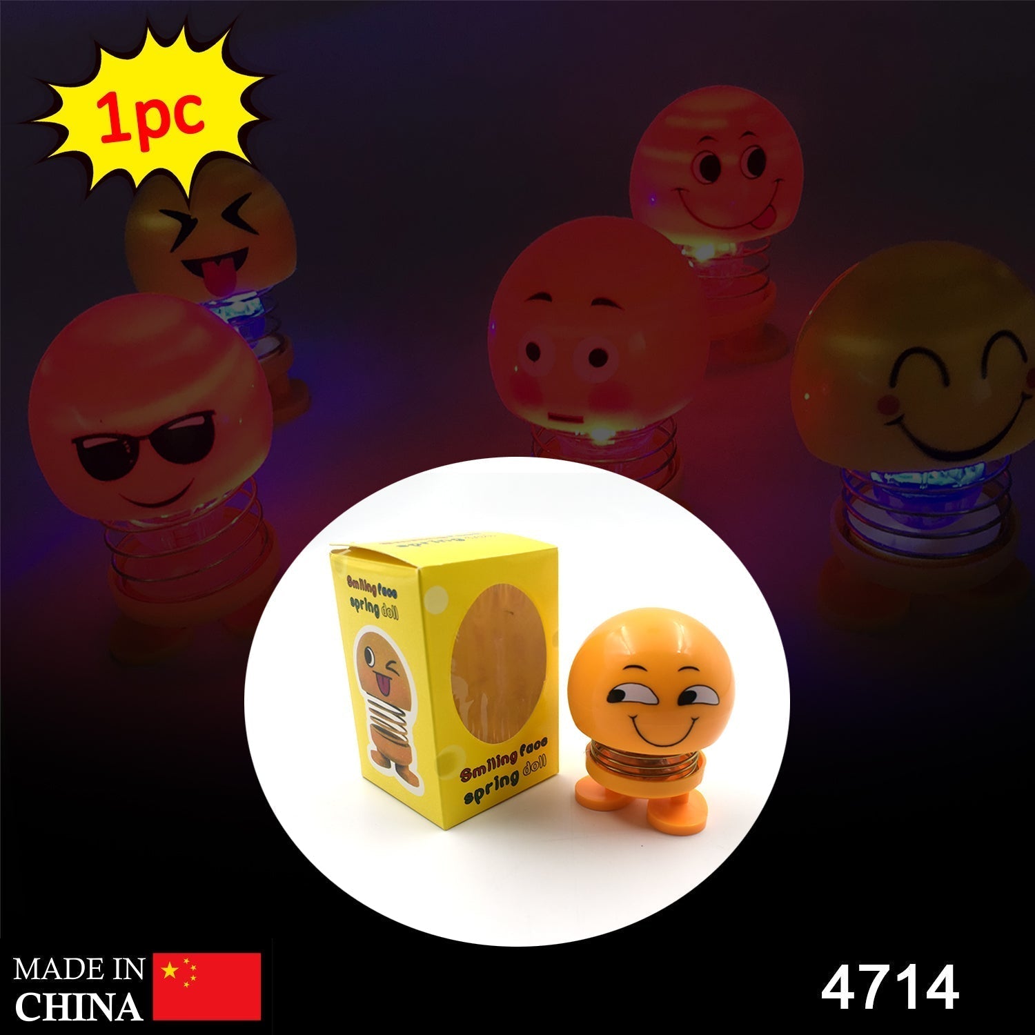 4714  Emoji Shake Car Dashboard Doll Dance for Car interior Decoration With LED Light DeoDap