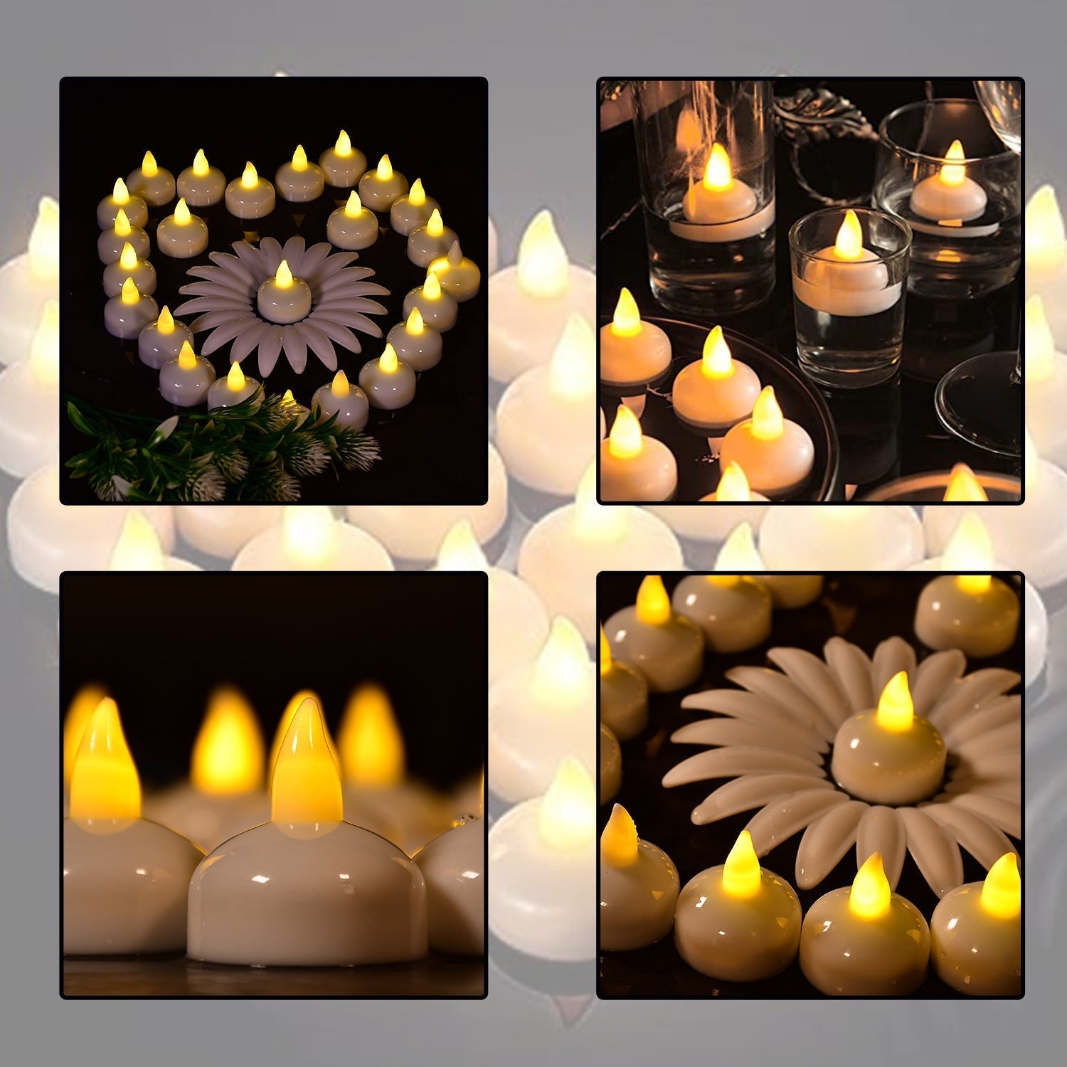 6432 Set of 24 Flameless Floating Candles Battery Operated Tea Lights Tealight Candle - Decorative, Wedding. DeoDap