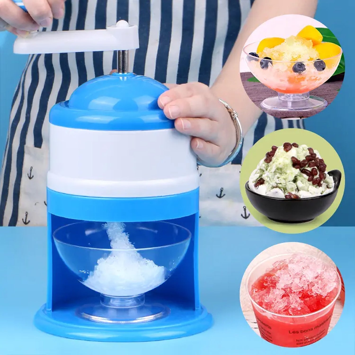 5771  Portable Gola Maker Ice Crusher and Shaved Ice Machine, Hand Shaved Ice Machine Manual Fruit Smoothie Machine Mini Household Ice Shaver Small Ice Crusher