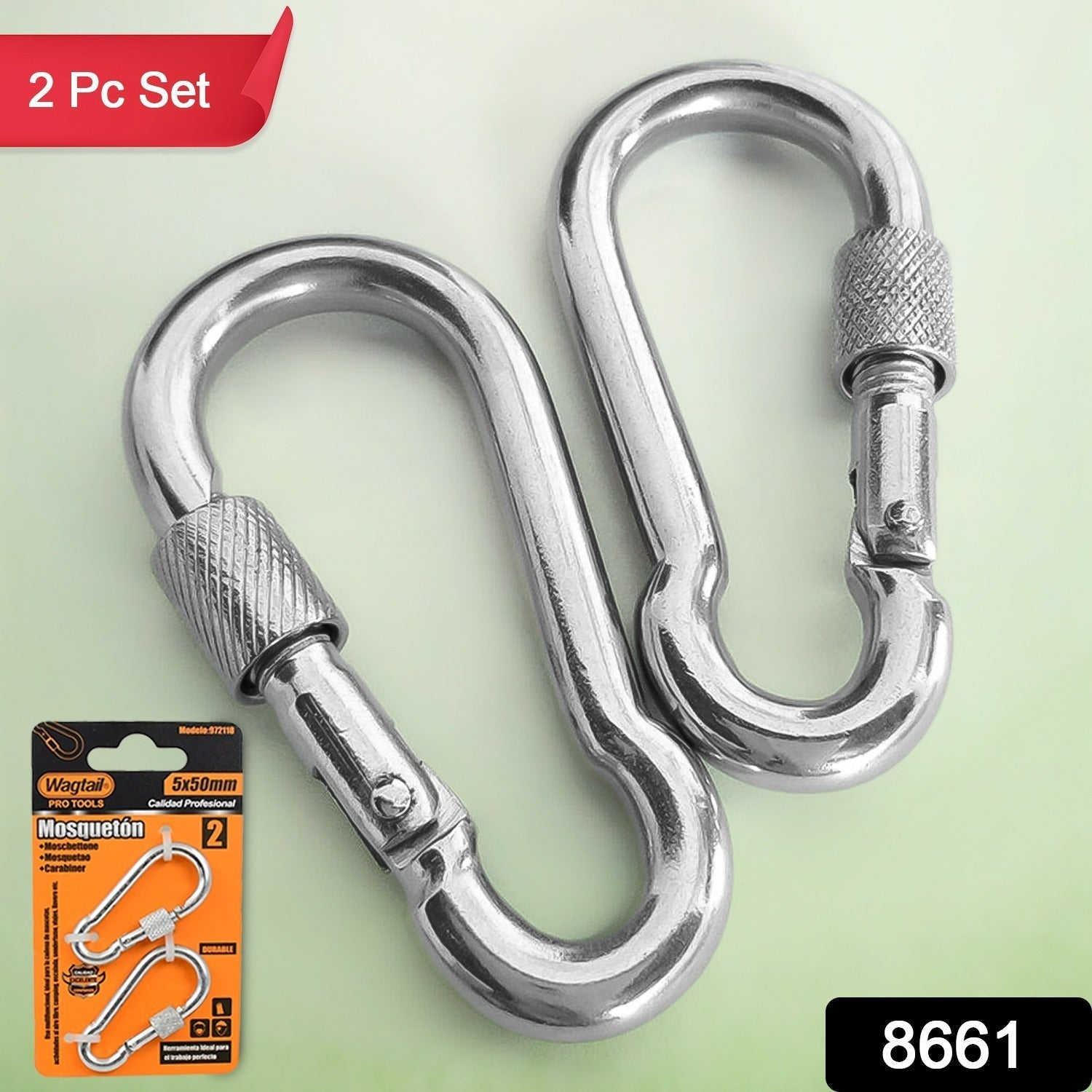 Snap Hook With Screw-Stainless Steel Snap Hook Clip Heavy Duty, Carabiner Clip (5×50 MM / 2 Pcs Set)