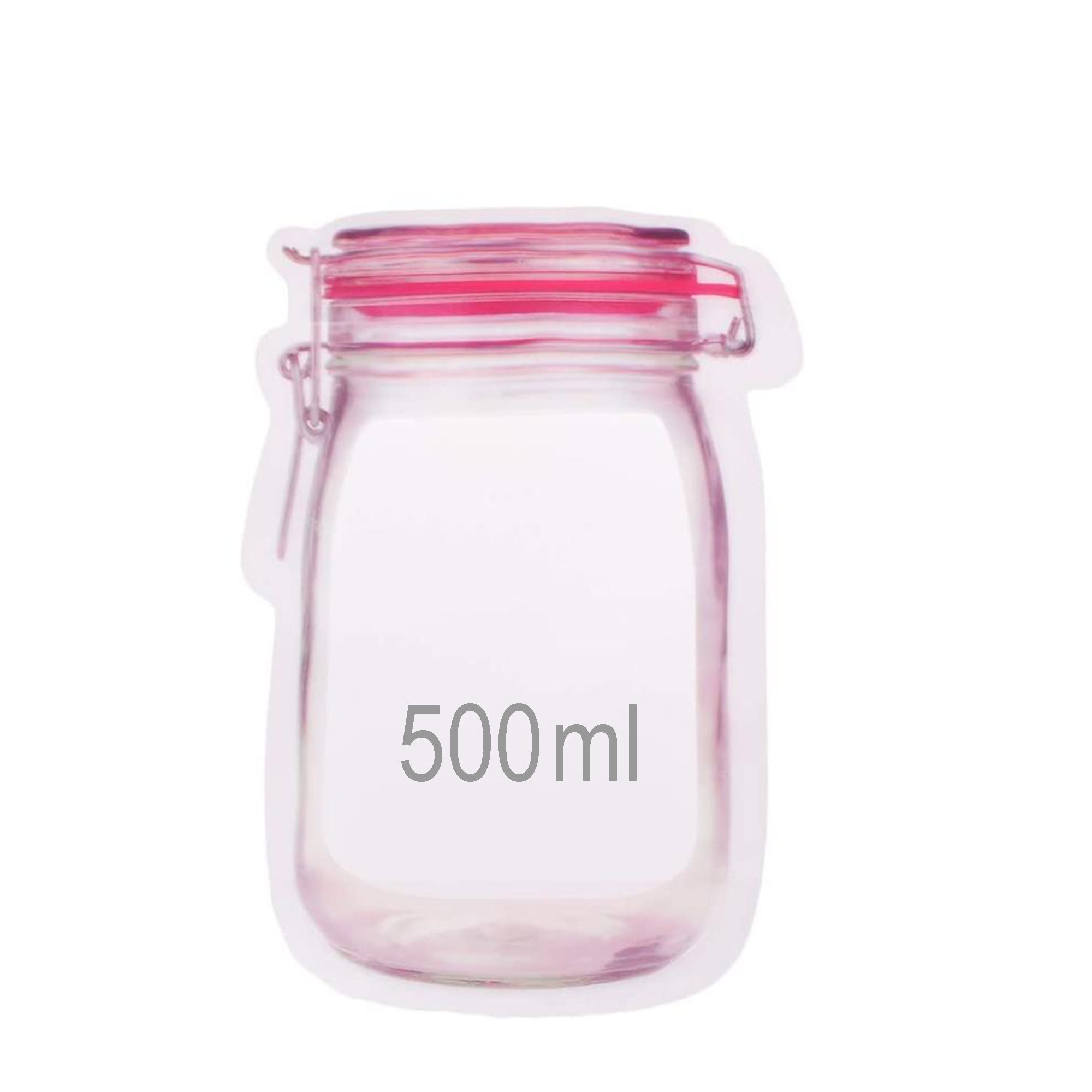 1074 Reusable Airtight Seal Plastic Food Storage Mason Jar Zipper (500ml) DeoDap