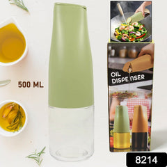 8214 Oil Dispenser, 500ml Cooking Oil Dispensing Cruets, Oil Bottle with Automatic Open Lid, Kitchen Glass Oil Pot, Cooking Oil Bottle for Kitchen Grilling Frying (500 ML)
