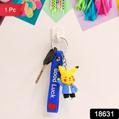 Cute Silicone 3D Key Chain with Metal Hook & Strap (Pack of 1)